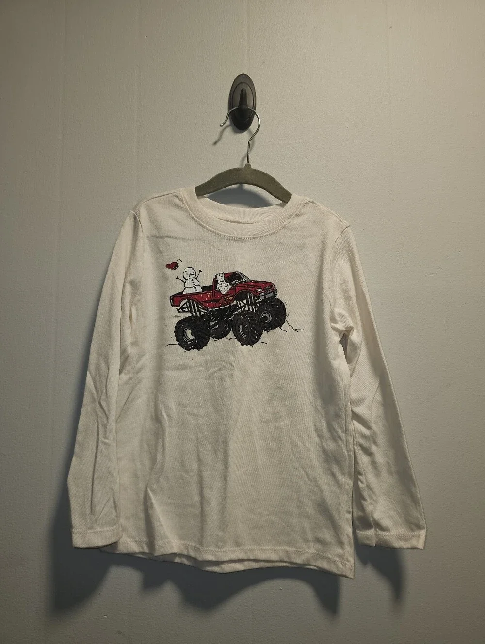 NWT | 5T | Garanimals | Ivory Winter Monster Truck Long Sleeve Graphic Tee